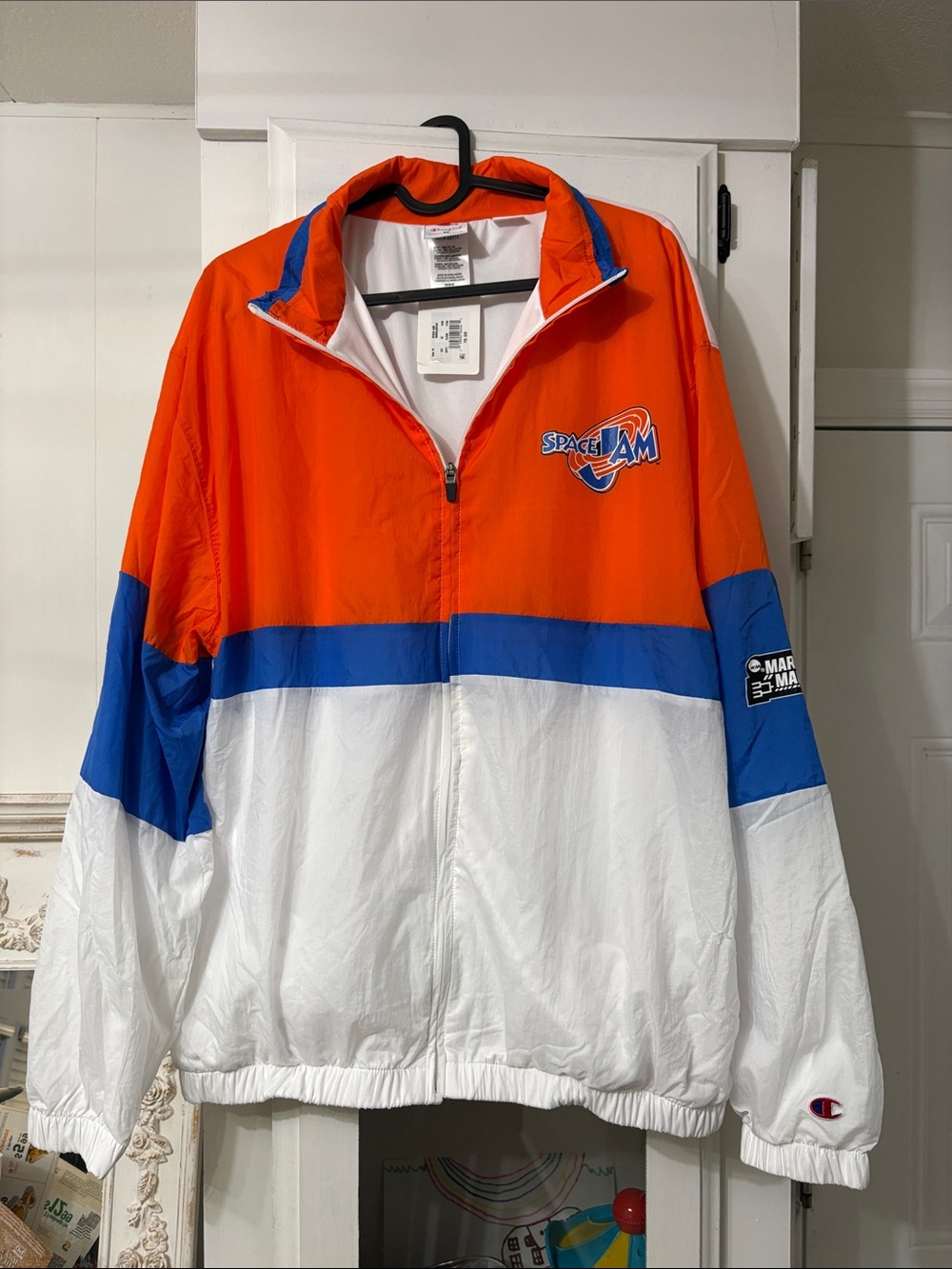 NWT Space Jam Orange Blue White March Madness Windbreaker Jacket XXL, M, S